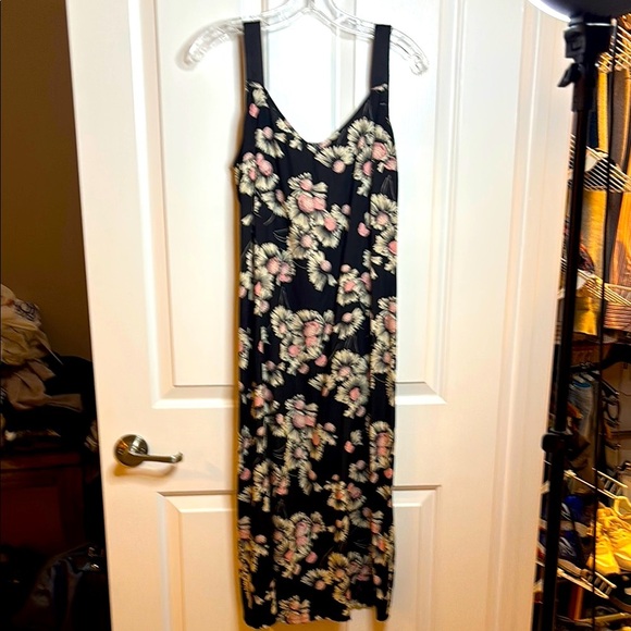 EUC LAURA URBINATI silk Floral Black Dress size Italian 44 us 8 - Picture 1 of 11